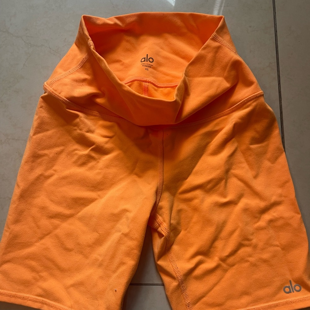 Alo Orange High-Waisted Shorts